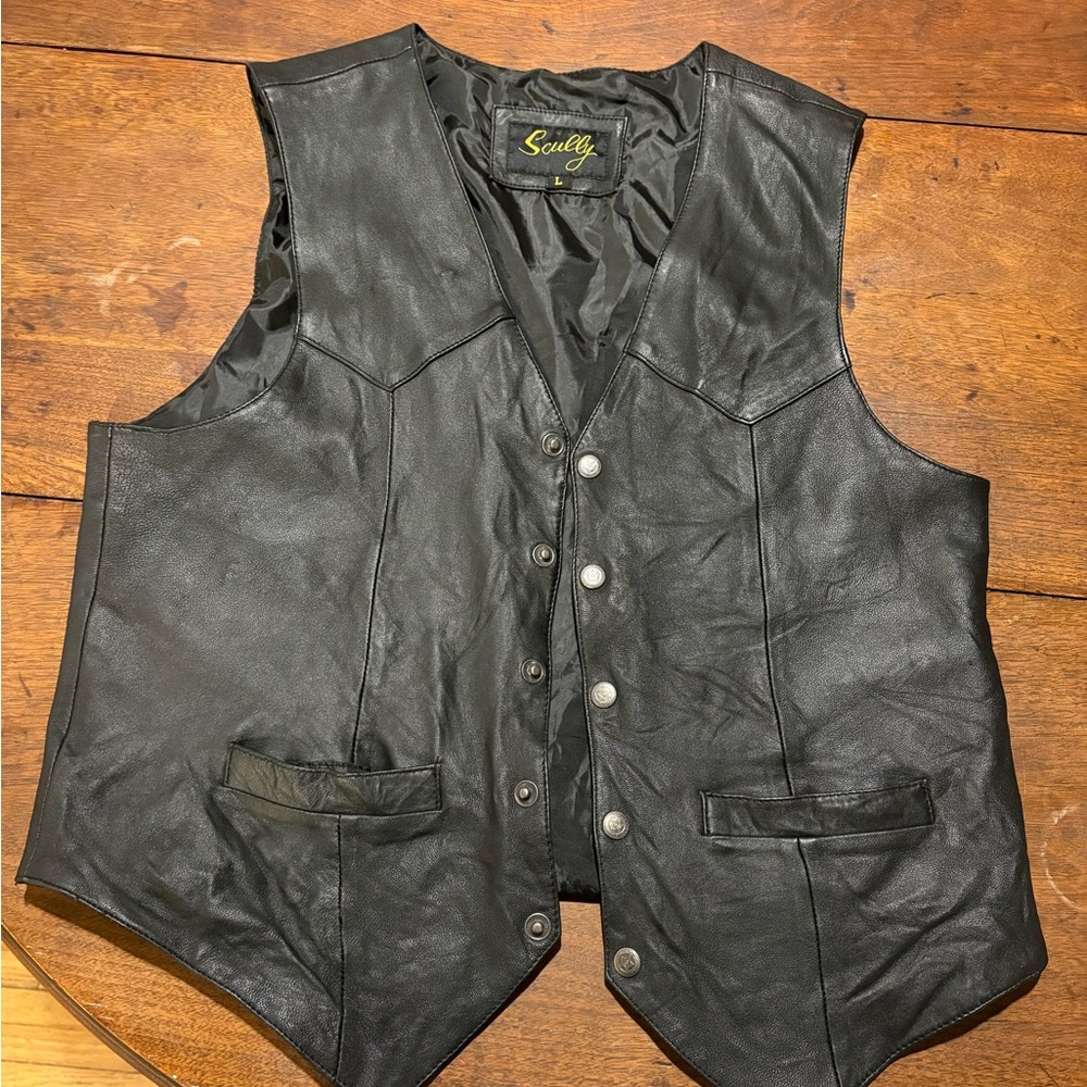 Scully Men's Black Leather Vest